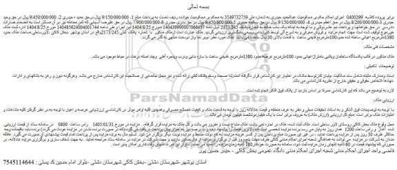 مزایده ملک با  شماره  پلاک  ثبتی 2173/245