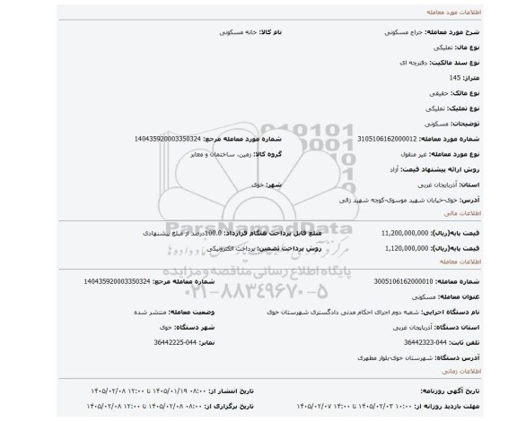 مزایده، مسکونی