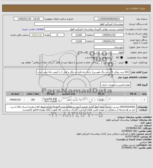 استعلام 200 عدد زونکن 8 سانت رنگ طوسی (دارای لبه فلزی و تیگل و قفل) با کیفیت بالا - تولید ایران 