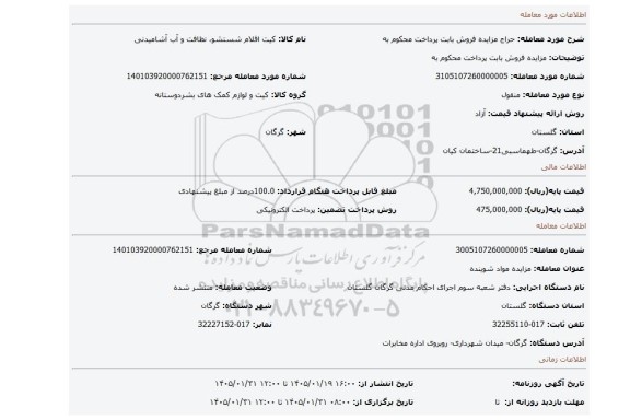 مزایده، مزایده فروش بابت پرداخت محکوم به