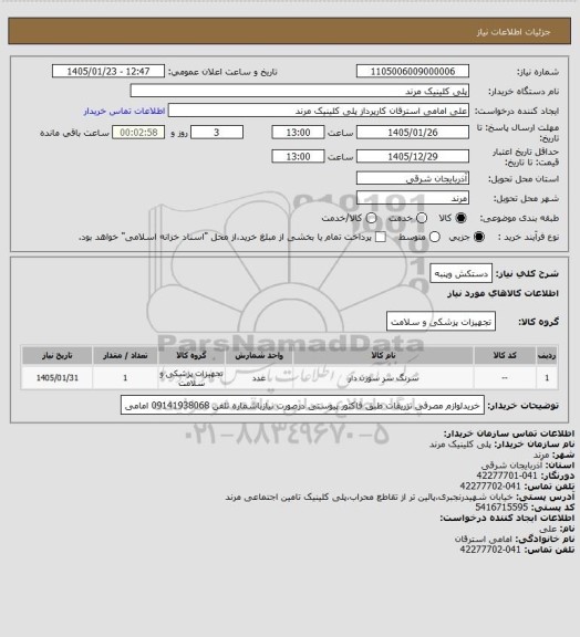 استعلام دستکش وپنبه