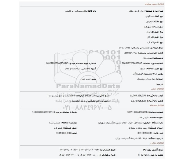 مزایده، فروش ملک