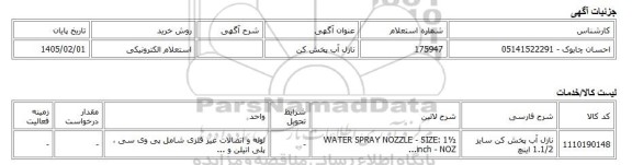 استعلام الکترونیکی، نازل آب پخش کن