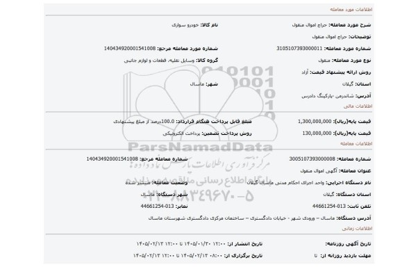 مزایده، حراج اموال منقول