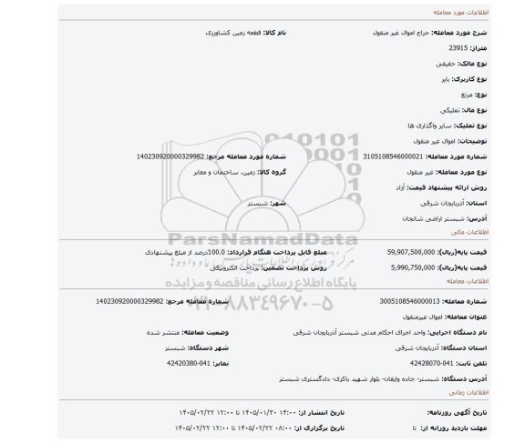 مزایده، اموال غیر منقول
