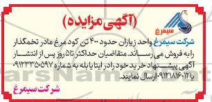 مزایده فروش 400 تن کود مرغ مادر تخمگذار 