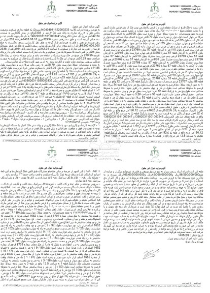 مزایده ششدانگ یک قطعه تجاری مسکونی وضعیت خاص طلق با کاربری تجاری به پلاک ثبتی 104 فرعی از 2338 