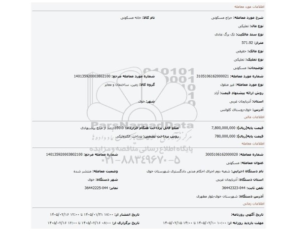 مزایده، مسکونی