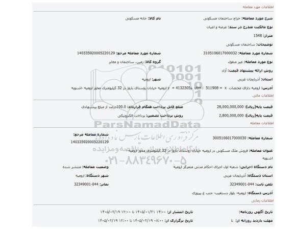 مزایده، ساختمان مسکونی