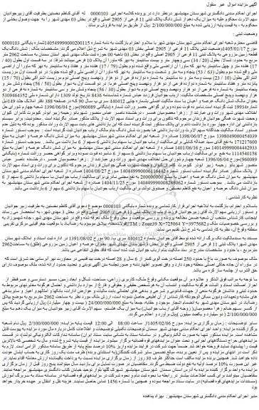 مزایده شش دانگ یک قطعه زمین مزروعی به پلاک ثبتی 11 فرعی از 2905 اصلی