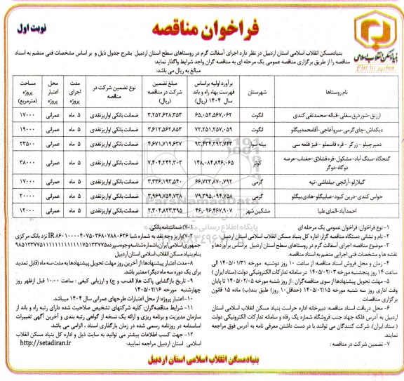 مناقصه اجرای آسفالت گرم