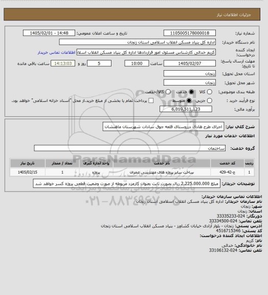 استعلام اجرای طرح هادی درروستای قلعه جوق سادات
شهرستان ماهنشان