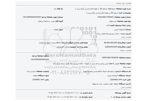 مزایده، قطعه شماره 18 در نظریه کارشناسی (باغ سیب )