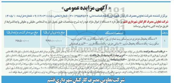 مزایده 2 دستگاه یخچال دومتری درب سکوریت...