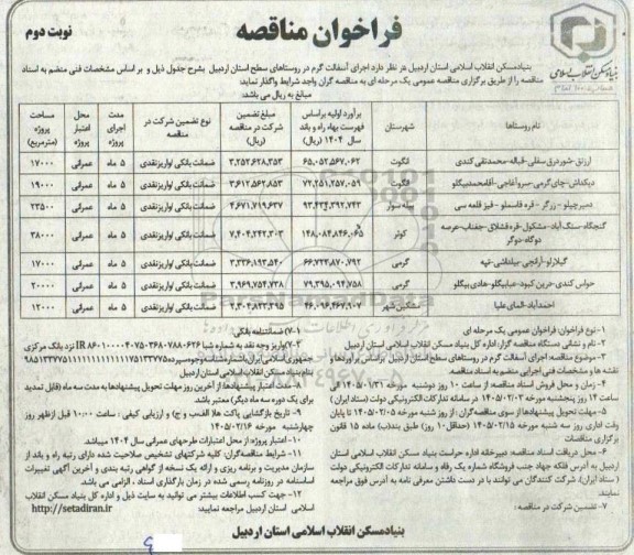 مناقصه اجرای آسفالت گرم نوبت دوم 