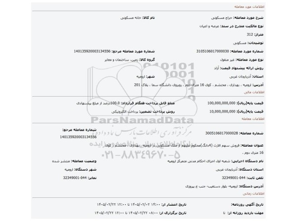 مزایده، مسکونی