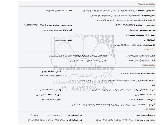 مزایده، قطعه 8نظریه کارشناسی پیوستی مشهور به بلاغ اوستی