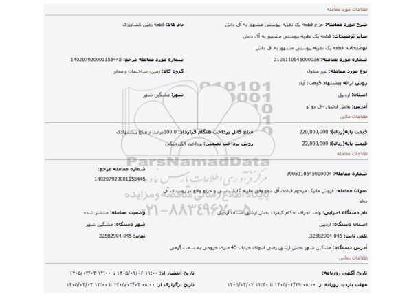 مزایده، قطعه یک نظریه پیوستی مشهور به آق داش