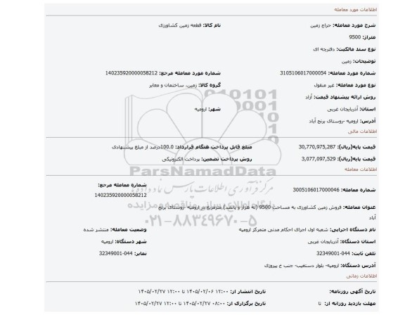 مزایده، زمین