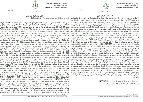 مزایده ششدانگ یک قطعه آپارتمان مسکونی به مساحت 98.34 مترمربع 
