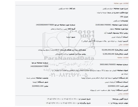 مزایده، مسکونی