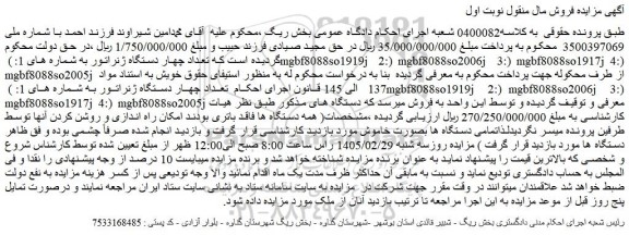 مزایده تعداد چهار دستگاه ژنراتور