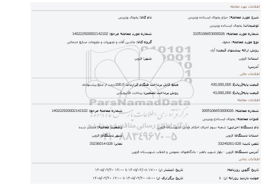 مزایده، یخچال ایستاده ویترینی