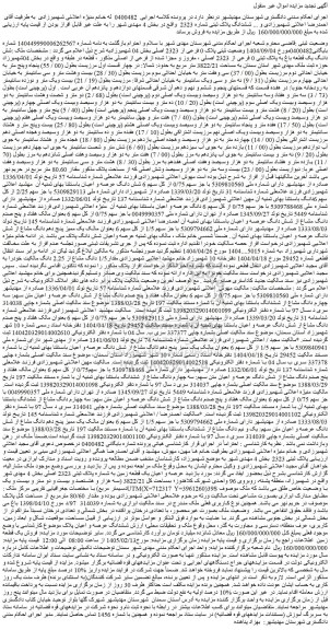 مزایده شش دانگ یک قطعه باغ به پلاک ثبتی 0 فرعی از 2323 اصلی ، مفروز و مجزا شده از فرعی از اصلی