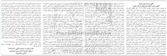 مزایده فروش یک قطعه آپارتمان مسکونی نوع ملک طلق با کاربری مسکونی به پلاک ثبتی 124 فرعی از 1307 اصلی