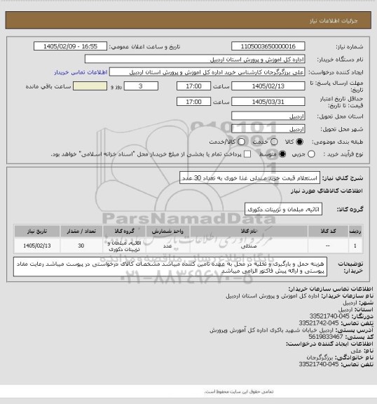 استعلام استعلام قیمت خرید صندلی غذا خوری به تعداد 30 عدد