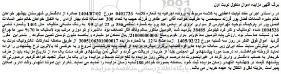 مزایده خودرو سواری ام وی ام  ایکس 55 پرو