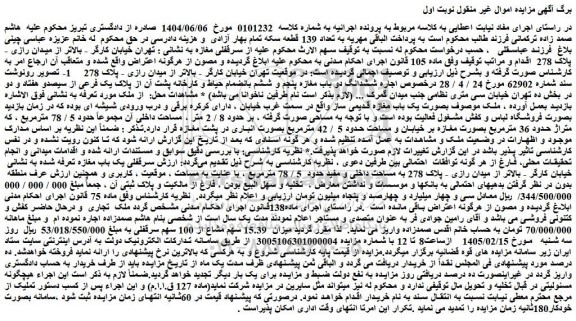 مزایده سرقفلی یک باب مغازه