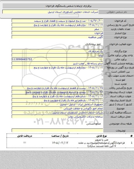 مناقصه, انجام امور نگهبانی و حفاظت فیزیکی