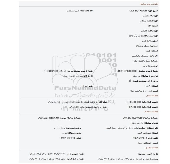 مزایده، عرصه