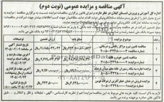 مزایده و مناقصه اجاره سه ساله رستوران خانه معلم... نوبت دوم 