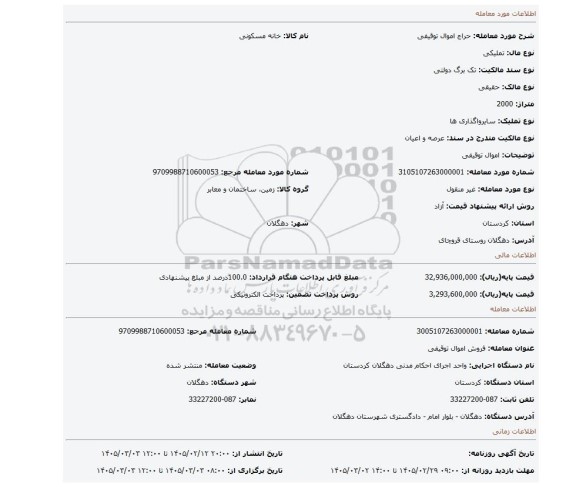 مزایده، اموال توقیفی