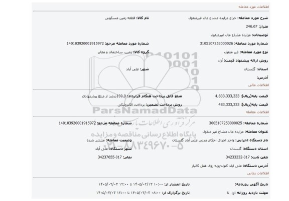 مزایده، مزایده مشاع مال غیرمنقول
