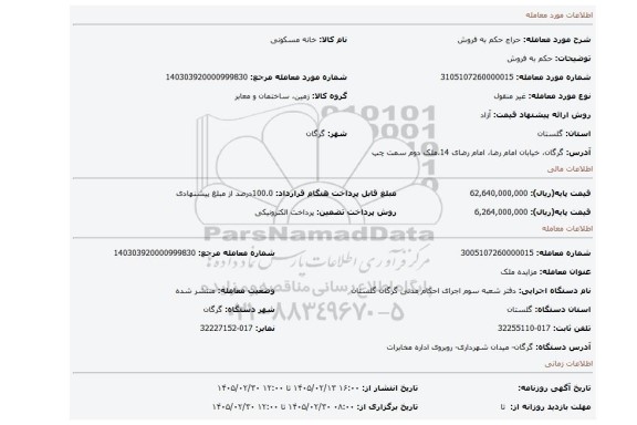 مزایده، حکم به فروش