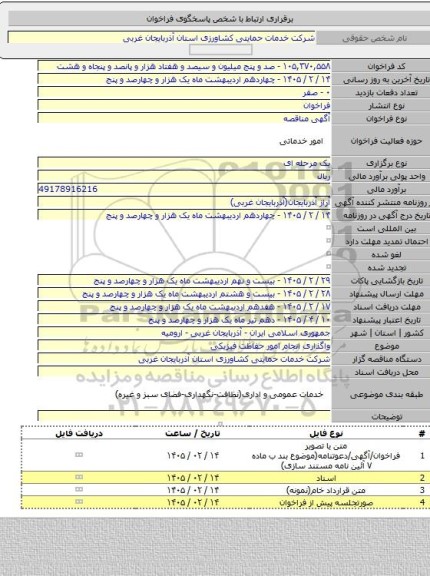 مناقصه, واگذاری انجام امور حفاظت فیزیکی