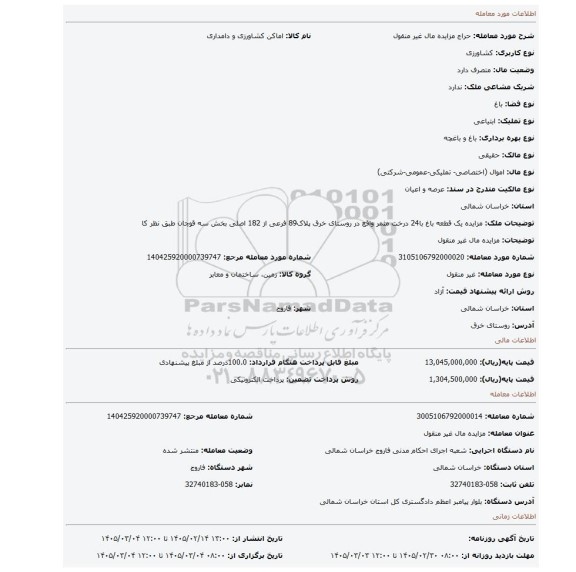 مزایده، مزایده مال غیر منقول