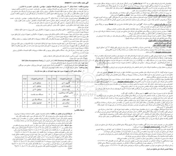 تجدید مناقصه احداث تیکنر 12 متری میانی دوم کارخانه مولیبدن ، مهندسی ، بازسازی ، نصب و راه اندازی ...