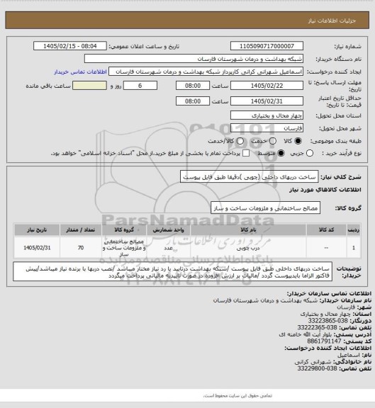 استعلام ساخت دربهای داخلی (چوبی )دقیقا طبق فایل پیوست
