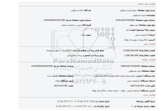 مزایده، منزل مسکونی