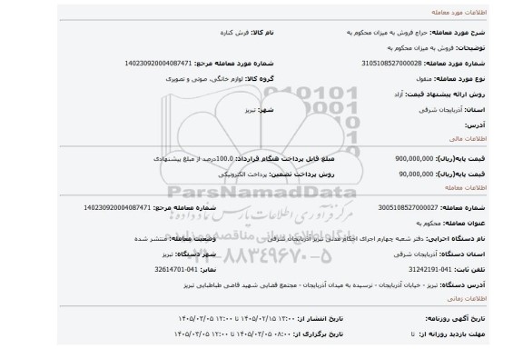 مزایده، فروش به میزان محکوم به