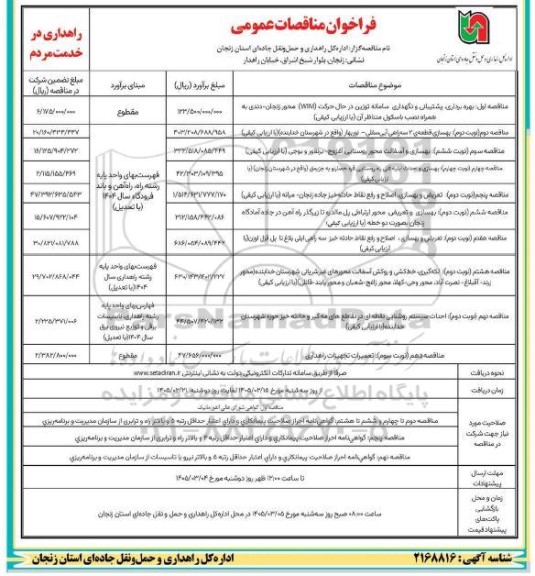مناقصه بهره برداری پشتیبانی و نگهداری سامانه توزین در حال حرکت (WIN) محور...