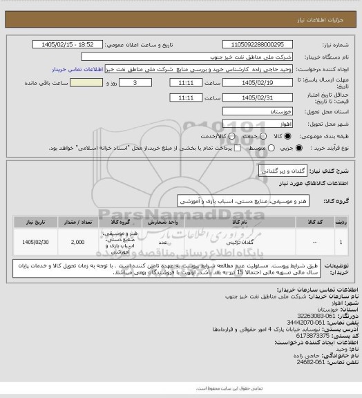 استعلام گلدان و زیر گلدانی