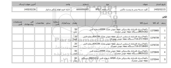 استعلام، کلید دسته پنس و ریست باکس