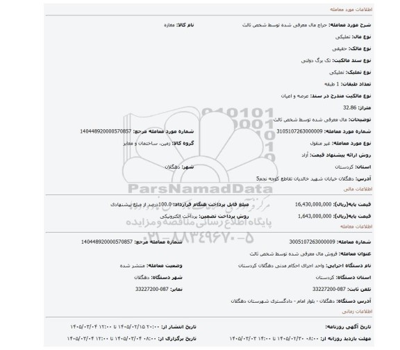 مزایده، مال  معرفی  شده  توسط  شخص  ثالث