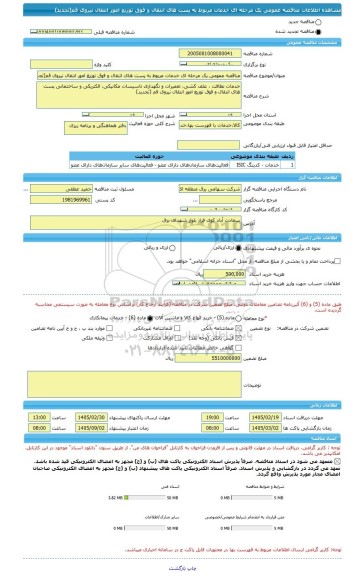 مناقصه، مناقصه عمومی یک مرحله ای خدمات مربوط به پست های انتقال و فوق توزیع امور انتقال نیروی قم(تجدید)