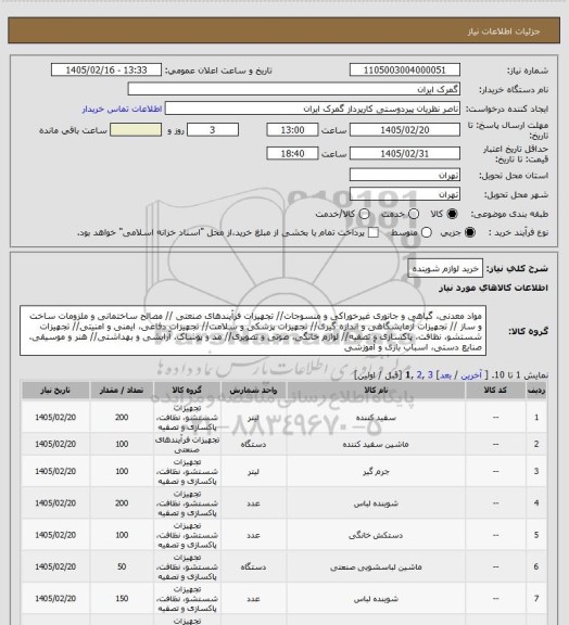 استعلام خرید لوازم شوینده